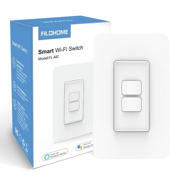 Smart Light Switch WiFi 2-Gang Single Pole | Alexa Google Compatible New in Box - Picture 1 of 2